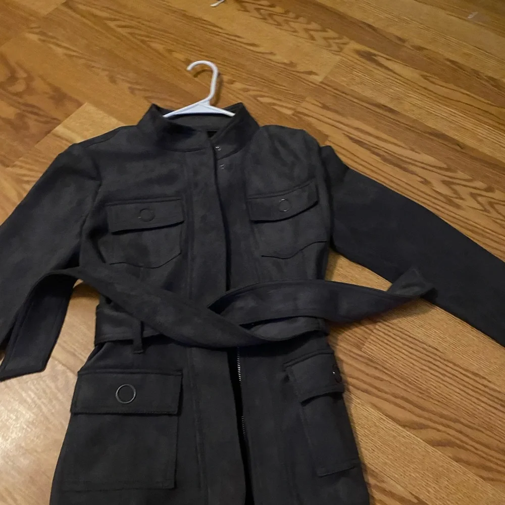 White House Black Market Dark Gray Faux-Suede Jacket - Picture 10 of 10